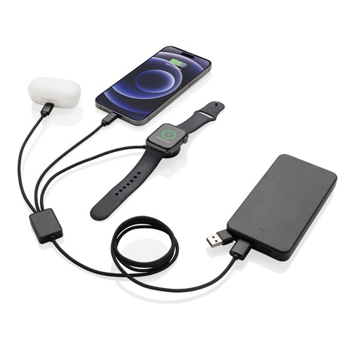 Terra RCS rPET 6-in-1 charging cable with watch charger