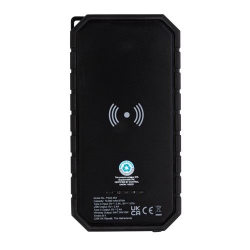 RCS recycled plastic Solar powerbank with 10W Wireless