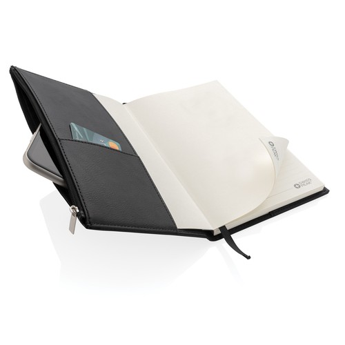 Swiss Peak A5 PU notebook with zipper pocket