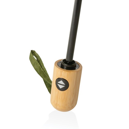 21" Impact AWARE™ RPET 190T bamboo auto open/close umbrella