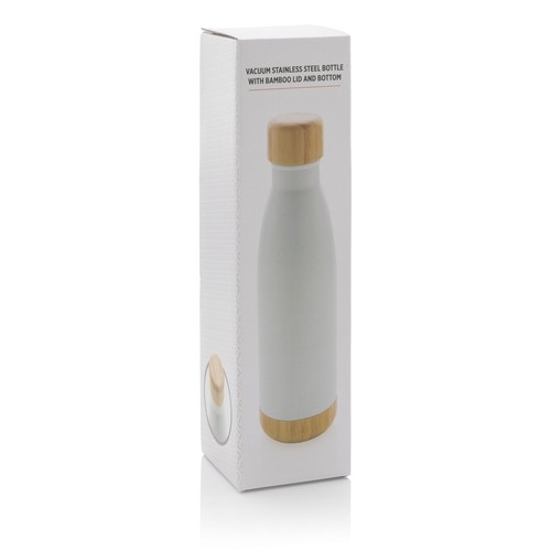 Vacuum stainless steel bottle with bamboo lid and bottom