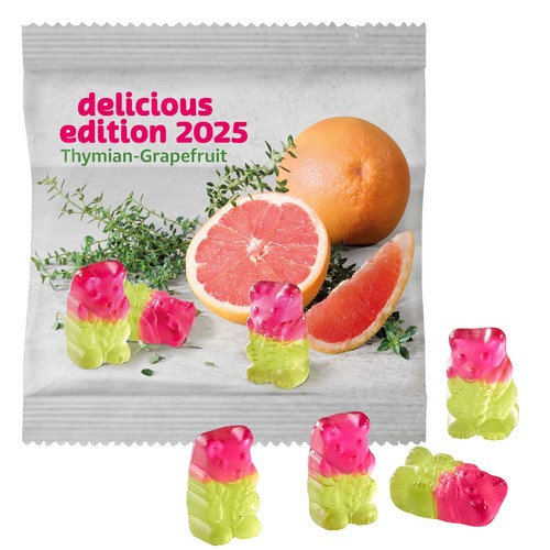 Veganistische tijm-grapefruitbeertjes in een standaardzak