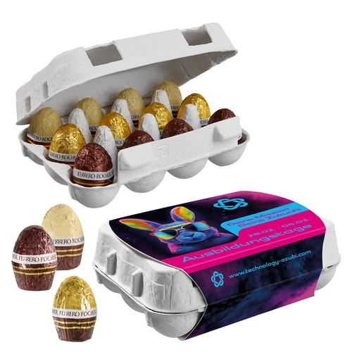 Papieren Paasei Doos van 12 met Ferrero Rocher Eieren