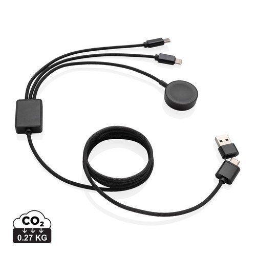 Terra RCS rPET 6-in-1 oplaadkabel met iWatch lader