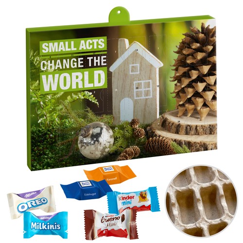 [110781008] Premium Gift Adventskalender Eco met Ritter Sport Choco Cubes, Milka Favourites Mix, Kinder Chocolate Mini & Kinder bueno Mini Mix