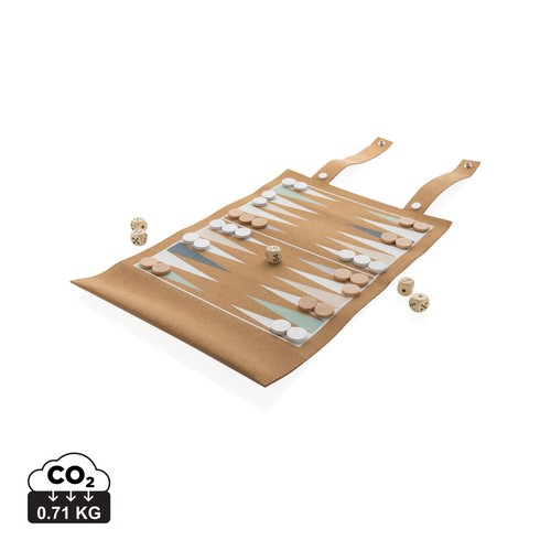 [P940.219] Britton cork foldable backgammon and checkers game set