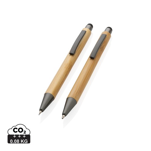 [P611.109] Bamboo modern pen set in box