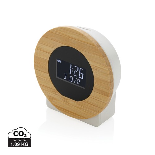 [P279.619] Utah RCS rplastic en bamboe LCD bureauklok