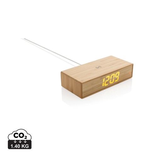 [P308.239] Bamboo alarm clock with 5W wireless charger