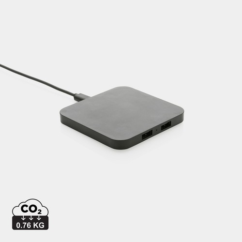 [P308.461] RCS recycled plastic 10W Wireless charger with USB Ports