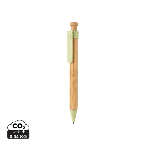 [P610.541] Bamboo pen with wheatstraw clip