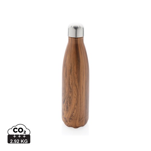 [P436.489] Vacuum insulated stainless steel bottle with wood print