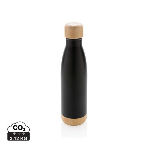 [P436.797] Vacuum stainless steel bottle with bamboo lid and bottom