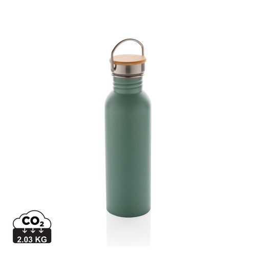 [P436.831] Modern stainless steel bottle with bamboo lid
