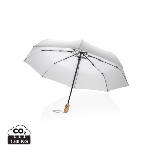 [P850.611] 21" Impact AWARE™ RPET 190T bamboe auto open/dicht paraplu